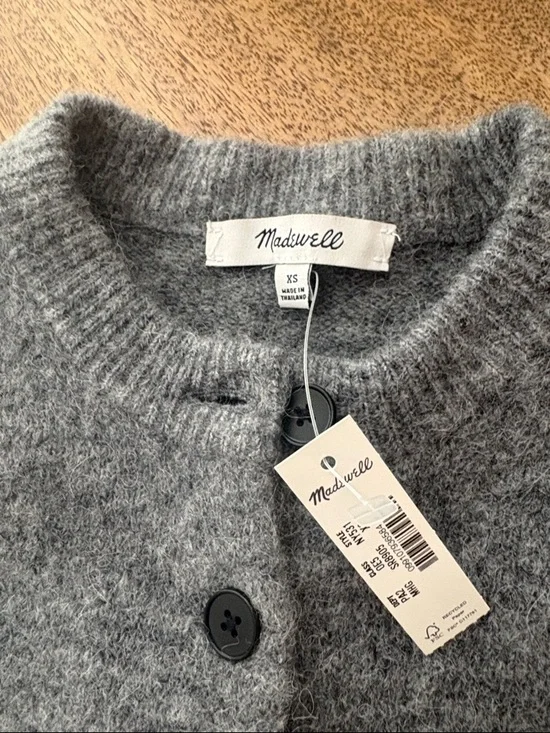 Madewell Gray and Cream Striped Button Cardigan - Picture 2 of 3